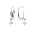 Boucles d'oreille en argent platinium avec perle de culture d'eau douce 5mm et fermoir dormeuse