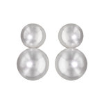 Boucles d'oreille en argent rhodi 2 perles d'eau douce (7mm et 9mm) et fermoir tige