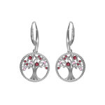 Boucles d'oreille en argent rhodi arbre de vie contour perl avec oxydes dgrad rose, fermoir dormeuse ...