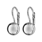 Boucles d'oreilles en argent rhodi� boule de 8mm et fermoir dormeuse