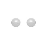 Boucles d'oreilles en argent rhodi� boule en c�ramique blanche de 6mm et fermoir poussette