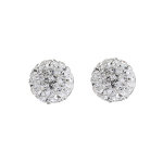 Boucles d'oreilles en argent rhodié boule de résine et strass blancs fermoir poussette Boucles d'oreilles en argent rhodié boule de résine et strass blancs fermoir poussette