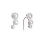 Boucles d'oreille en argent rhodi� cascade 3 perles d'eau douce fermoir tige d'oreille