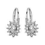 Boucles d'oreilles en argent rhodi� collection joaillerie gros oxyde blanc au centre et petits oxydes ...