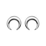Boucles d'oreille en argent rhodi croissant de lune lisse et fermoir poussette
