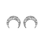 Boucles d'oreille en argent rhodi croissant de lune martel et fermoi poussette