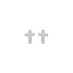 Boucles d'oreille en argent rhodi croix givre et fermoir poussette