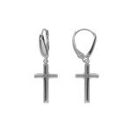 Boucles d'oreille en argent rhodi� croix moyenne 16mm, fermoir dormeuse
