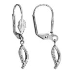 Boucles d'oreilles en argent rhodi� dormeuse vague oxyde blanc serti