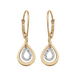 Boucles d'oreille en argent rhodi� et dorure jaune double goutte 2 coloris et fermoir dormeuse