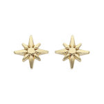 Boucles d'oreille en argent rhodi� et dorure jaune �toile edelweis et fermoir poussette edelweiss