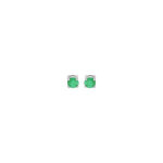 Boucles d'oreille en argent rhodi emeraude vritable 4 griffes et fermoir poussette