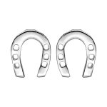 Boucles d'oreille en argent rhodié fer à cheval et fermoir poussette Boucles d'oreille en argent rhodié fer à cheval et fermoir poussette