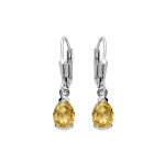 Boucles d'oreille en argent rhodié forme poire citrine véritable 7x5mm et fermoir dormeuse Boucles d'oreille en argent rhodié forme poire citrine véritable 7x5mm et fermoir dormeuse