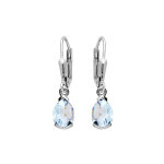 Boucles d'oreille en argent rhodié forme poire topaze bleu véritable 7x5mm et fermoir dormeuse Boucles d'oreille en argent rhodié forme poire topaze bleu véritable 7x5mm et fermoir dormeuse