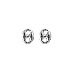 Boucles d'oreilles tige grain de caf� en argent rhodi� petit mod�le et fermoir poussette
