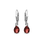 Boucles d'oreille en argent rhodié grenat véritable en forme de poire 7x5mm et fermoir dormeuse Boucles d'oreille en argent rhodié grenat véritable en forme de poire 7x5mm et fermoir dormeuse