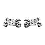 Boucles d'oreilles en argent rhodi moto de route et fermoir poussette