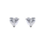 Boucles d'oreilles en argent rhodi oxyde blanc en forme de coeur et fermoir poussette
