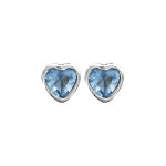 Boucles d'oreilles en argent rhodi oxyde bleu clair en forme de coeur serti clos et fermoir poussette ...