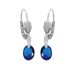Boucles d'oreille en argent rhodi oxyde bleu fonc facet forme goutte suspendue et fermoir dormeuse ...