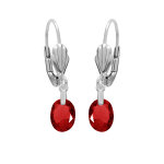 Boucles d'oreille en argent rhodi oxyde grenat facet forme goutte suspendue et fermoir dormeuse