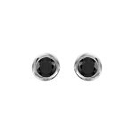 Boucles d'oreilles tige solitaire en argent rhodi� oxyde noir de 4mm serti clos
