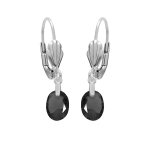 Boucles d'oreille en argent rhodi oxyde noir fonc facet forme goutte suspendue et fermoir dormeuse ...