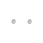 Boucles d'oreilles solitaire en argent rhodi� oxyde rond blanc de 2mm serti clos