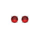 Boucles d'oreilles tige solitaire en argent rhodi� clou de 4mm oxyde fuschia serti 4 griffes tte