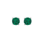 Boucles d'oreilles tige solitaire en argent rhodi clou de 5mm pierre verte serti 4 griffes