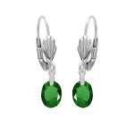 Boucles d'oreille en argent rhodi oxyde vert fonc facet forme goutte suspendue et fermoir dormeuse ...
