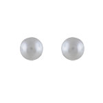 Boucles d'oreilles en argent rhodié perle blanche de synthèse et fermoir poussette Boucles d'oreilles en argent rhodié perle blanche de synthèse et fermoir poussette