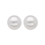 Boucles d'oreilles tige argent rhodi perle de culture d'eau douce 8mm blanche et fermoir poussette