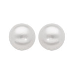 Boucles d'oreilles en argent rhodi perle de culture d'eau douce 9mm et fermoir poussette
