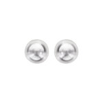 Boucles d'oreilles en argent rhodi perle de synthse blanche 8mm et fermoir poussette