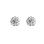 Boucles d'oreilles en argent rhodié petite boule de résine et strass blancs fermoir poussette Boucles d'oreilles en argent rhodié petite boule de résine et strass blancs fermoir poussette