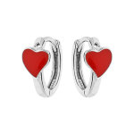 Crole en argent rhodi avec motif coeur rouge