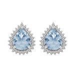 Boucles d'oreille en argent rhodié topaze bleue véritable forme goutte 8x6 contour topazes blanches serties ... Boucles d'oreille en argent rhodié topaze bleue véritable forme goutte 8x6 contour topazes blanches serties ...