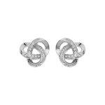 Boucles d'oreille en argent rhoid noeud celtique avec oxydes blancs sertis et fermoir poussette