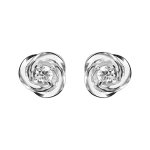 Boucles d'oreilles tige argent rhodi� rosace avec oxyde blanc 6mm