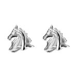 Boucles d'oreilles en argent tte de cheval et fermoir poussette