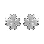 Boucles d'oreilles en argent tr�fle � 4 feuilles lisse et fermoir poussette