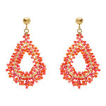 Boucles d'oreille boh�me en acier dor� forme goutte couleur corail