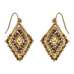 Boucles d'oreille boh�me en acier dor� forme losange