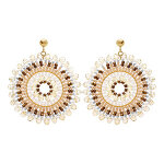 Boucles d'oreille boh�me en acier dor� forme ronde - 45mm