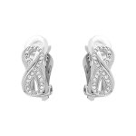 Boucles d'oreille clip en laiton placage palladium infini avec oxydes blancs sertis