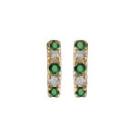 Croles en plaqu or avec rail d'oxydes verts et blancs alterns