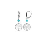 Boucles d'oreille dormeuse argent rhodi� arbre de vie 15mm et boule jade vert clair v�ritable
