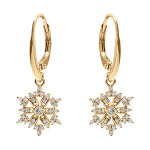 Boucles d'oreille dormeuse en vermeil flocon de neige avec oxydes blancs